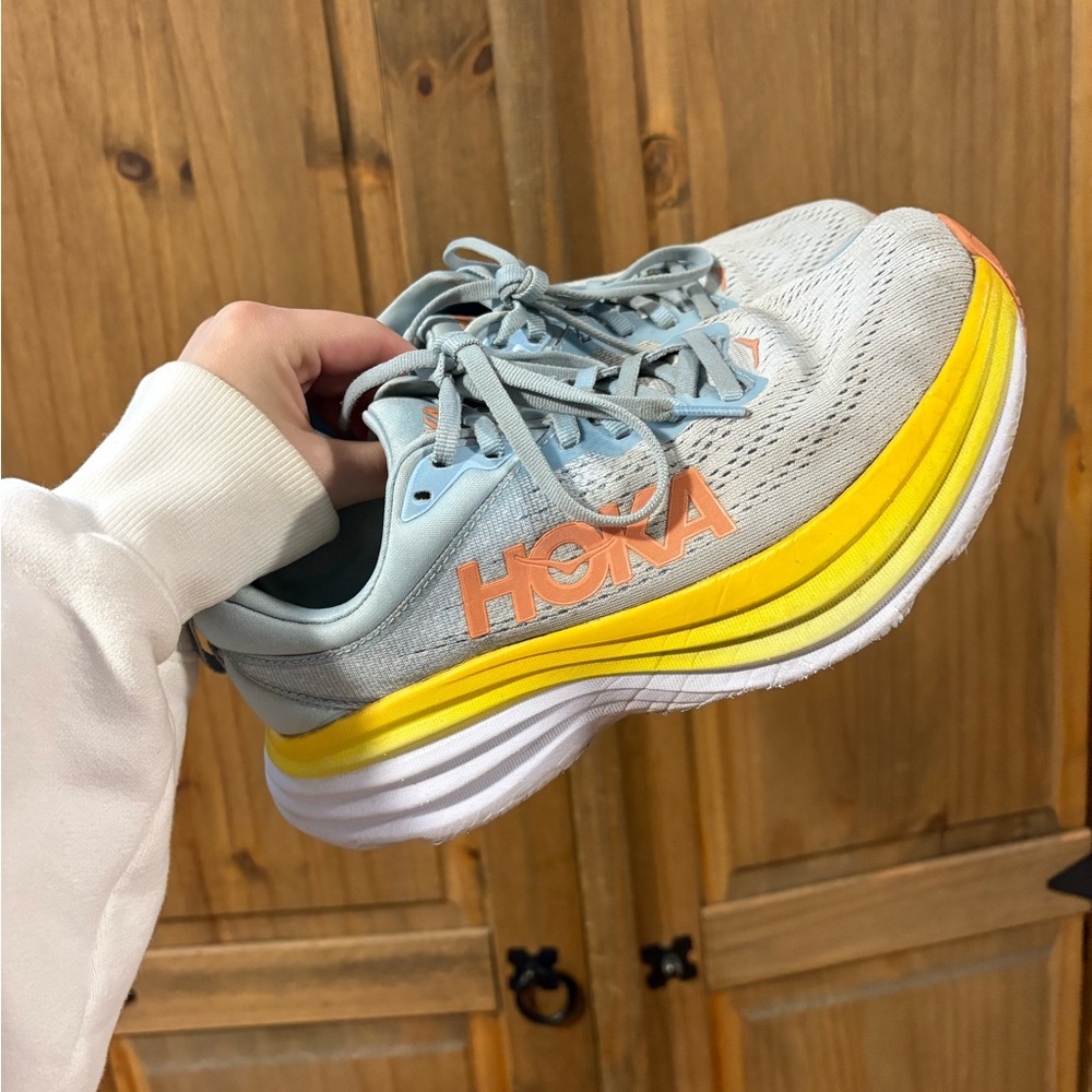 Hoka Running Shoes in Gray and Yellow